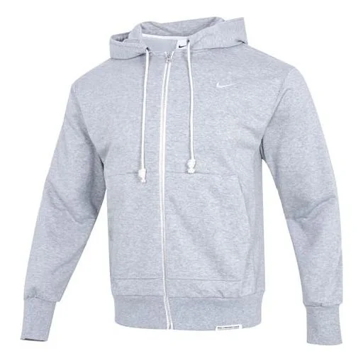 Men's Nike Solid Color Printing Logo Zipper Hooded Running Gym Jacket Gray DQ5817-063 - 1