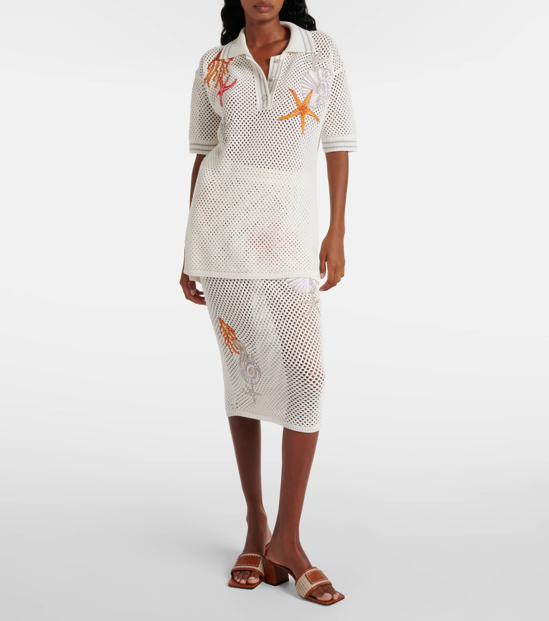 Theia Barocco leather-trimmed raffia mules - 2