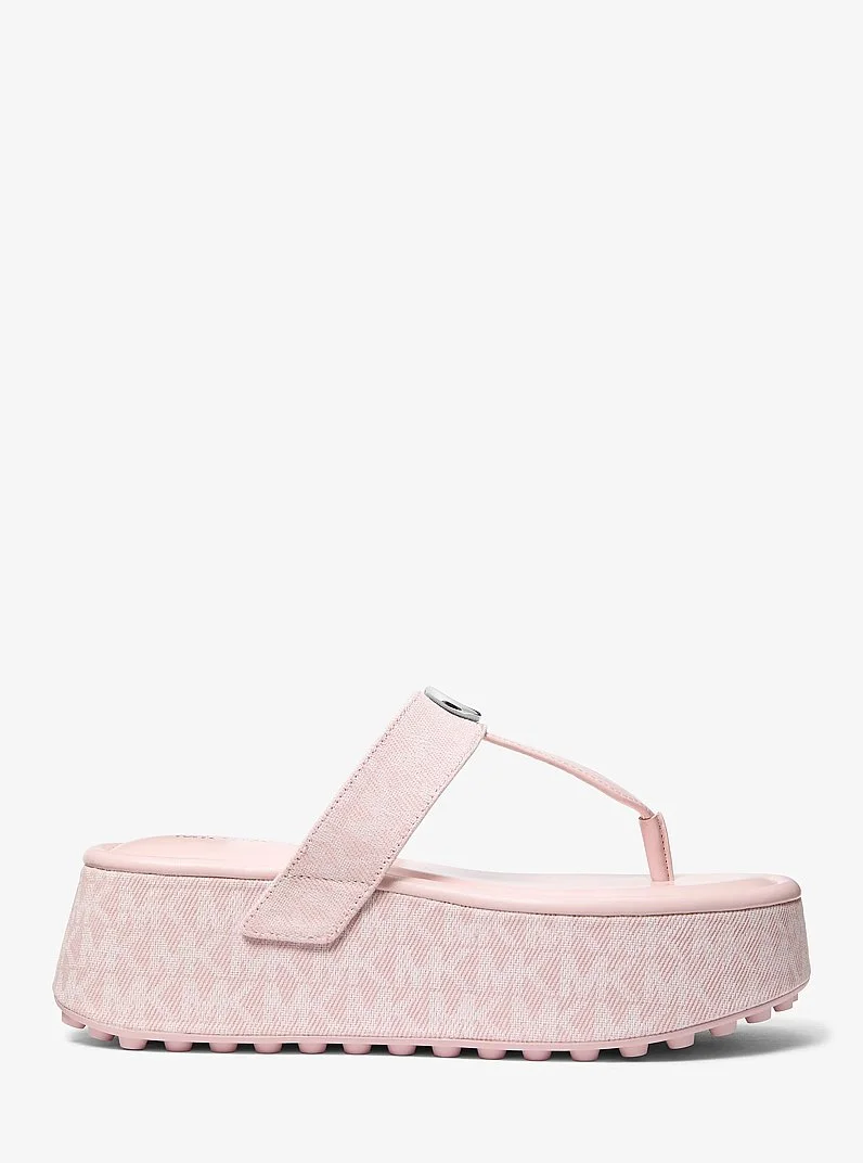 Koya Signature Logo Denim Platform Flip Flop - 1