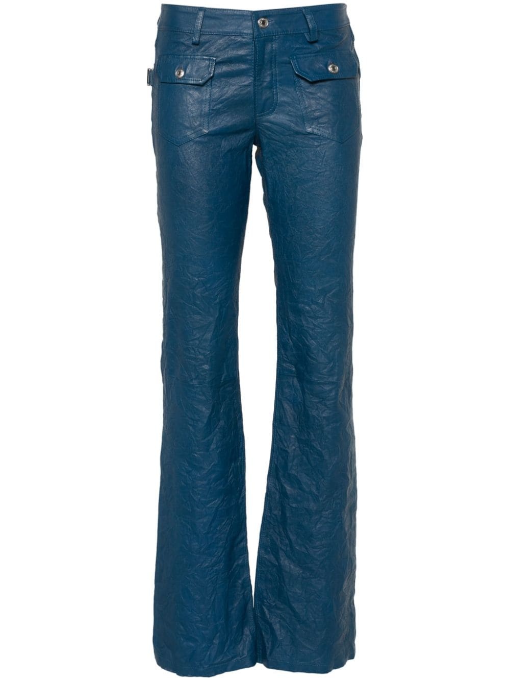 Hippie crinkled leather flared trousers - 1