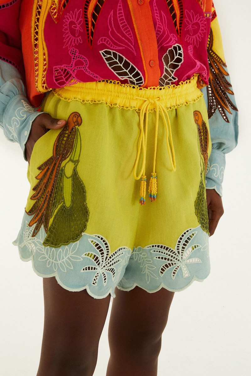 FARM RIO Multicolor Usiacuri Embroidered Lenzing Ecovero Euroflax Richelieu Shorts outlook