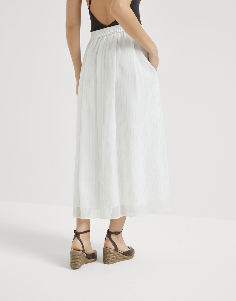 Brunello Cucinelli Cotton pinstripe organza full skirt outlook