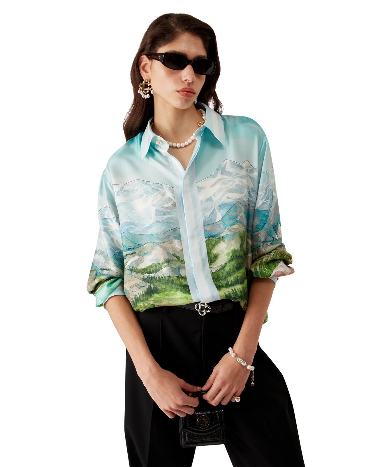 Dalmatian A La Montange Silk Long Sleeve Shirt - 6