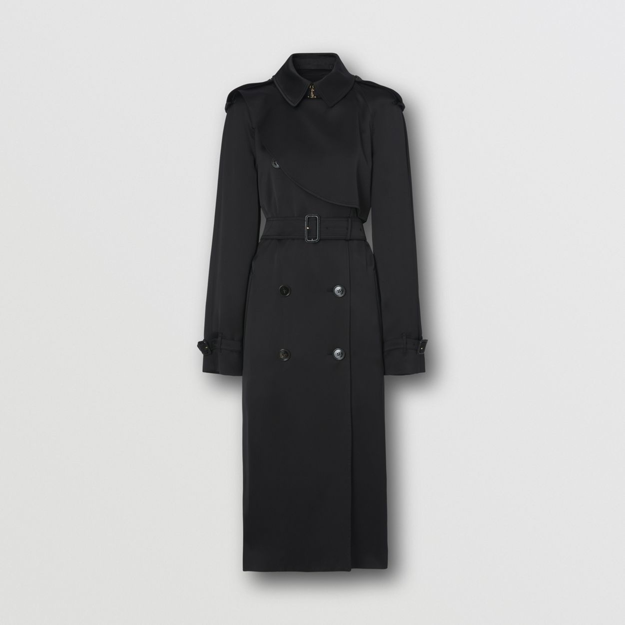Exaggerated Gun Flap Silk-lined Trench Coat - 1