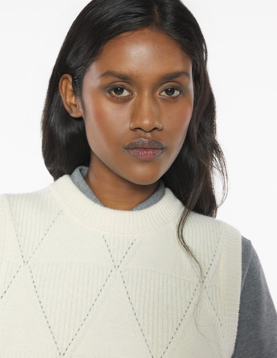 TEXTURED WOOL ARGYLE VEST - 4
