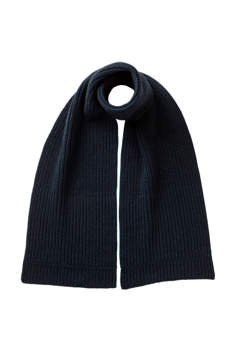Donegal Cashmere Navy Knitted Scarf 1
