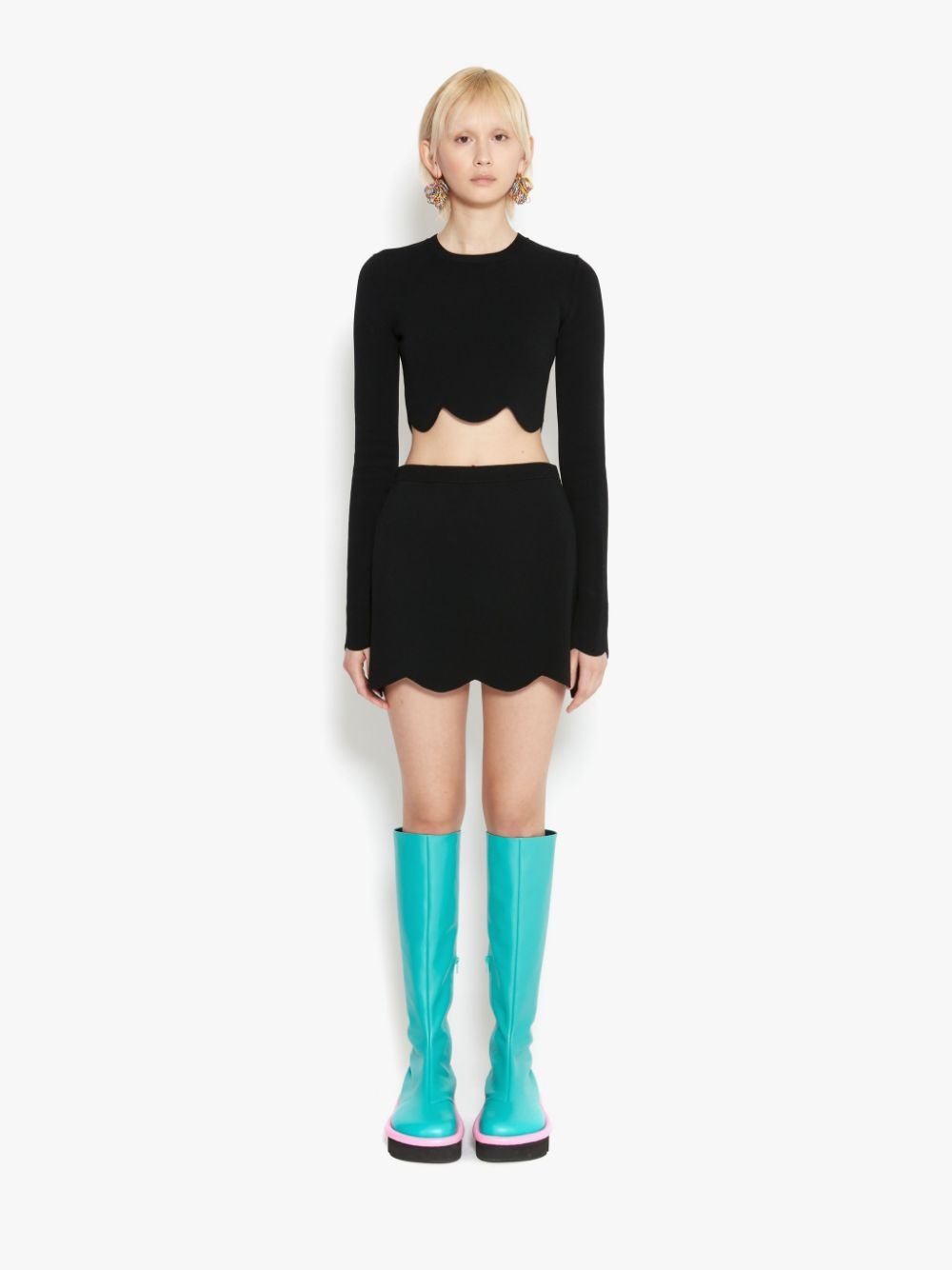 SCALLOPED HEM MINI SKIRT - 2