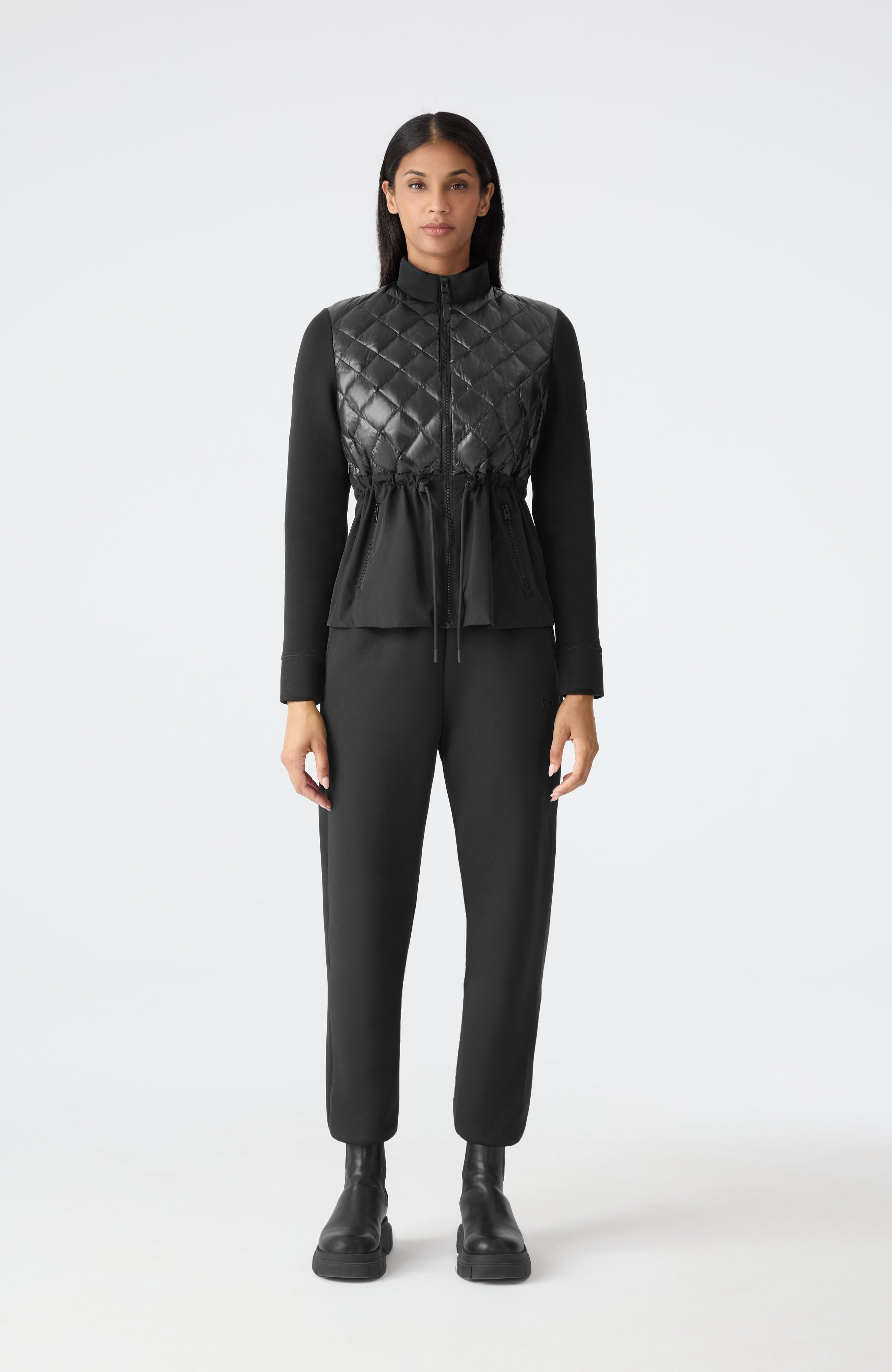 ADITA Light Down Hybrid Jacket with Peplum Hem - 2