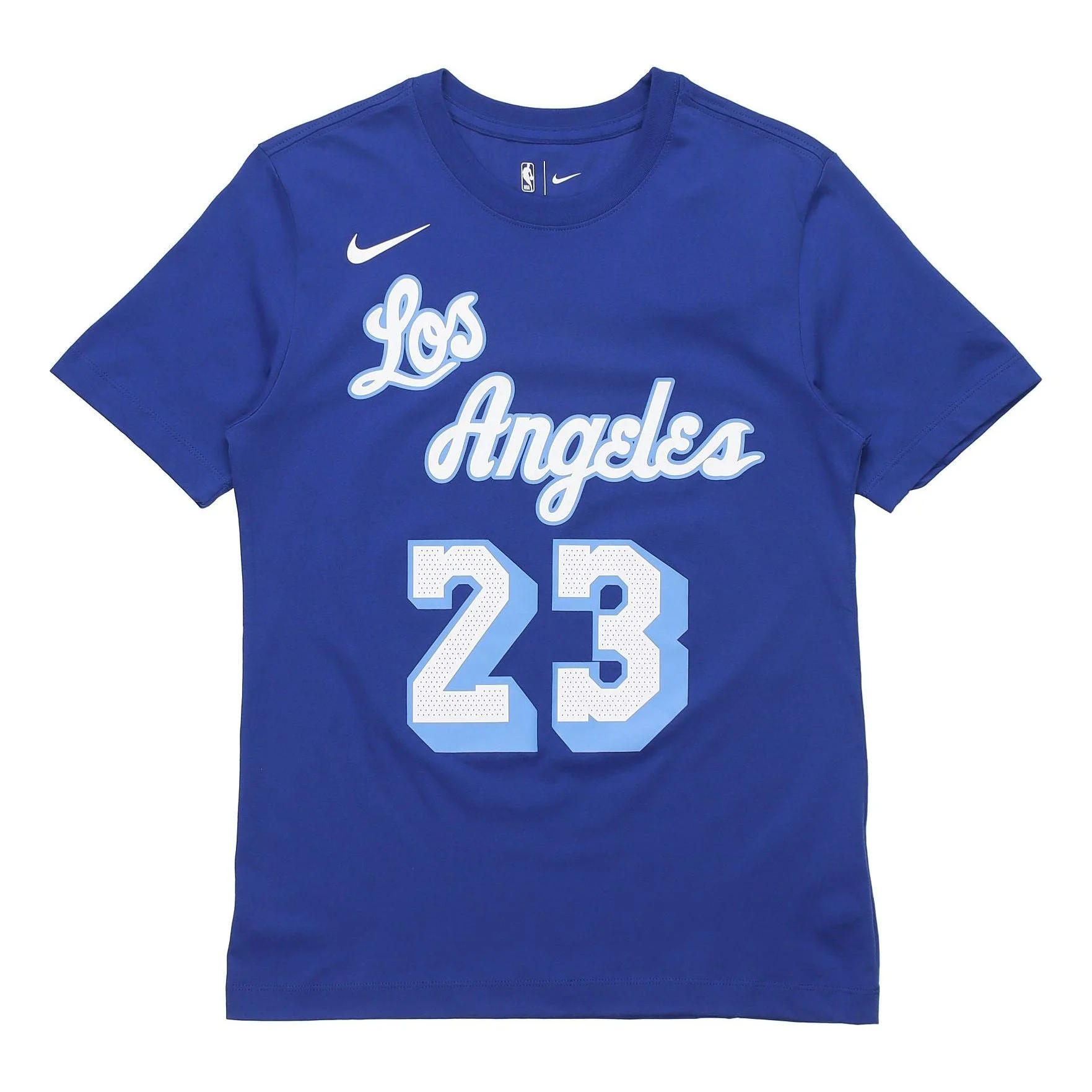 Nike Classic Edition Los Angeles Lakers LeBron James No. 23 Basketball Round Neck Short Sleeve Blue - 1
