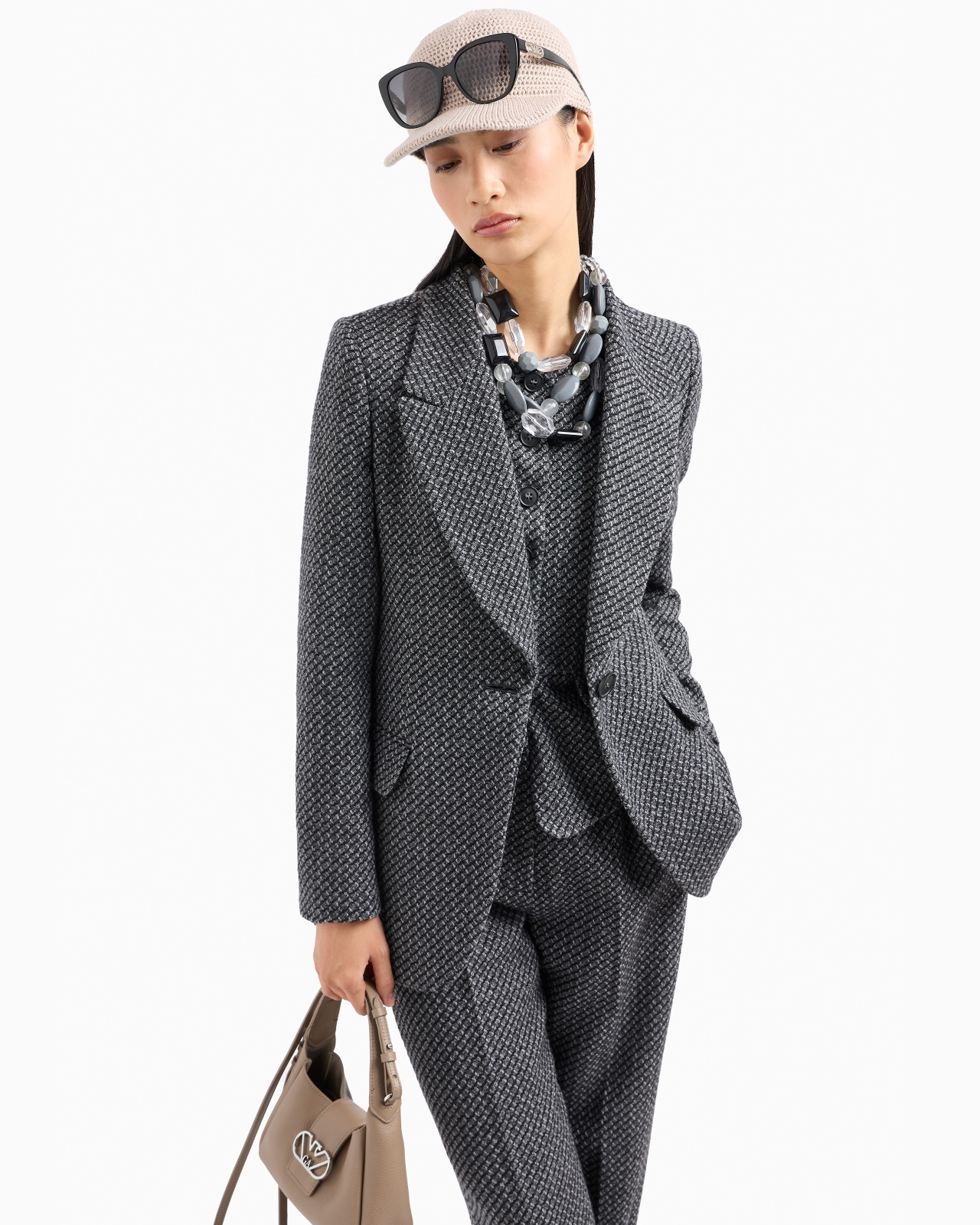 Mélange wool-blend knit trousers with a textured pattern - 6