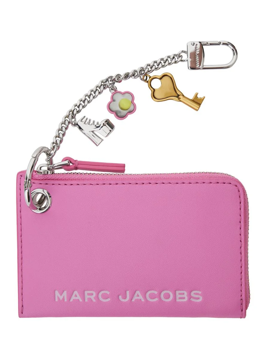 Marc Jacobs 'The Coin Purse Charm' Pink Keychain With Logo Lettering On The Front And Charm Embellis - 1