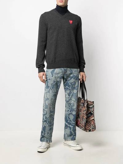 Comme des Garçons PLAY embroidered double heart patch jumper outlook