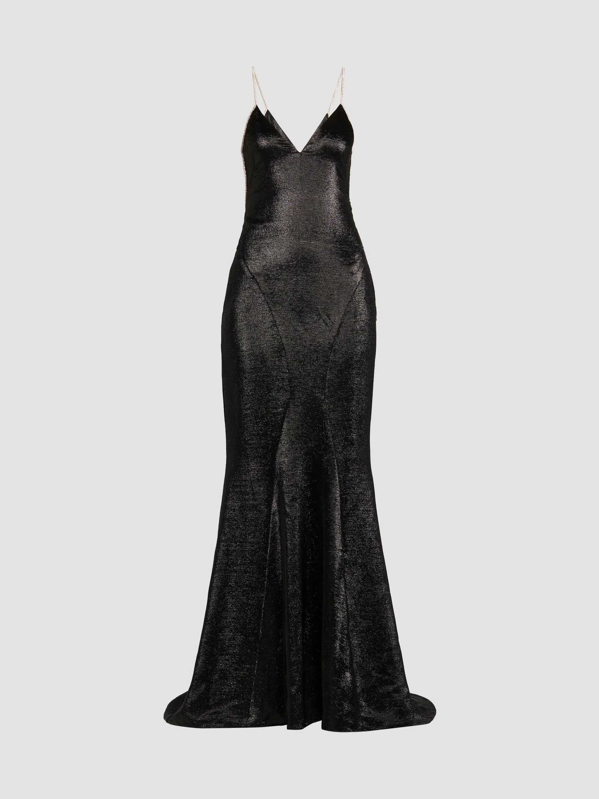 Women's Silk-Blend Charmuse Embellished Gown - Black Crystal - 1