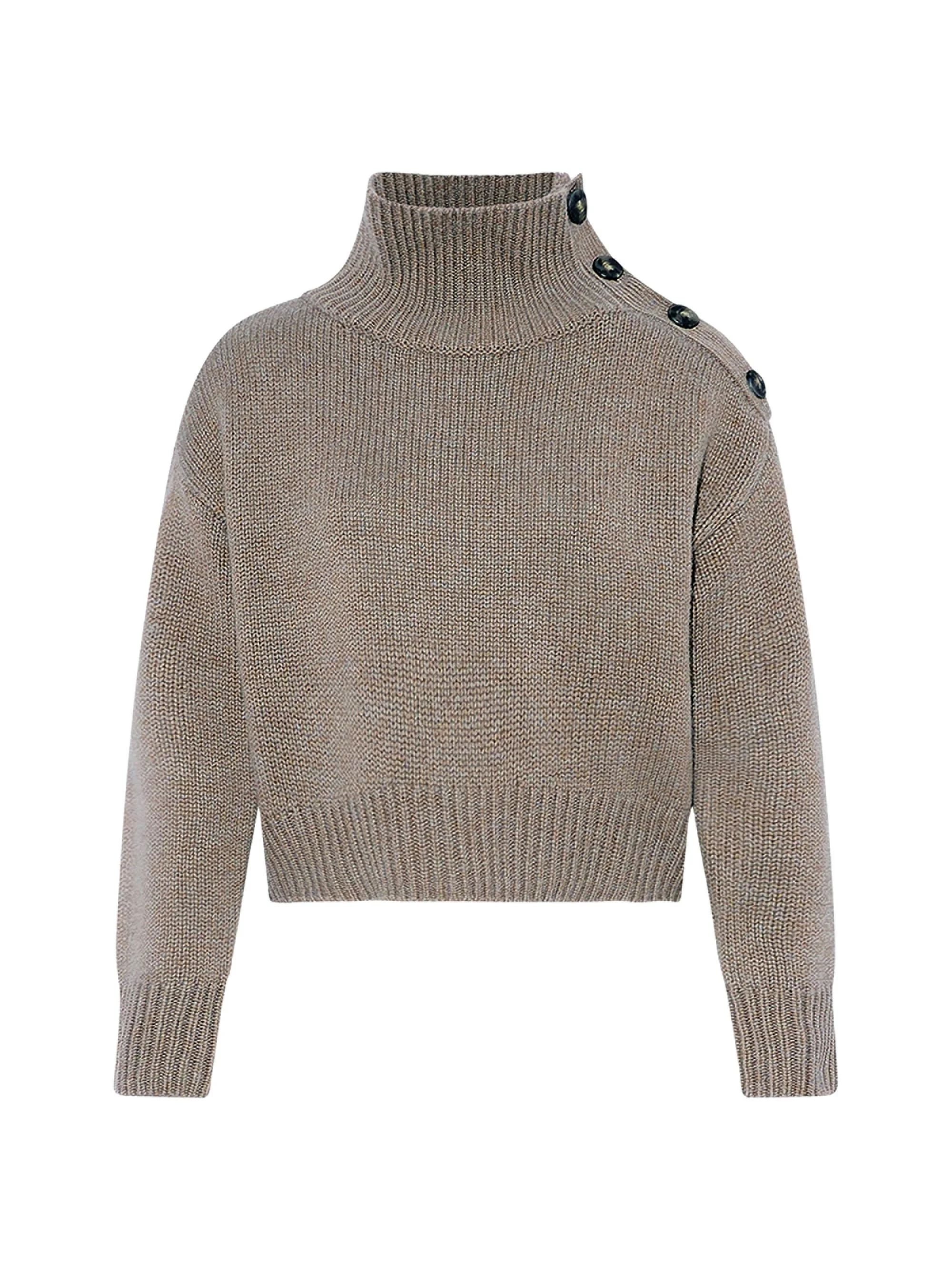 Women's Wool-Cashmere Crop Turtleneck Sweater - Etretat - 1