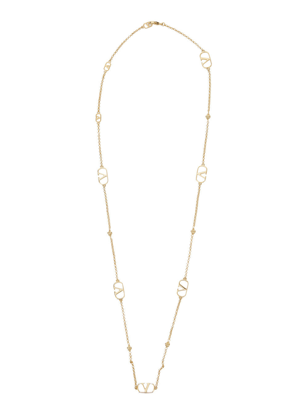 Valentino Garavani Men Metallic Chain-Link Necklace With Adjustable Rear Closure And Vlogo Pendants  - 1