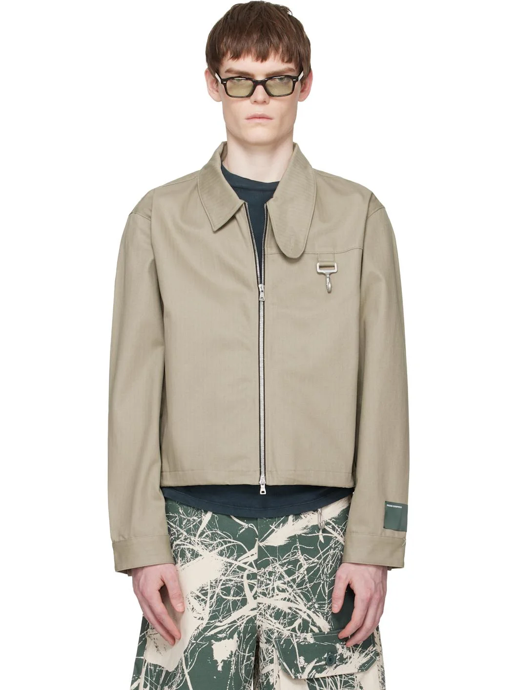 Taupe Cotton Herringbone Work Jacket - 1