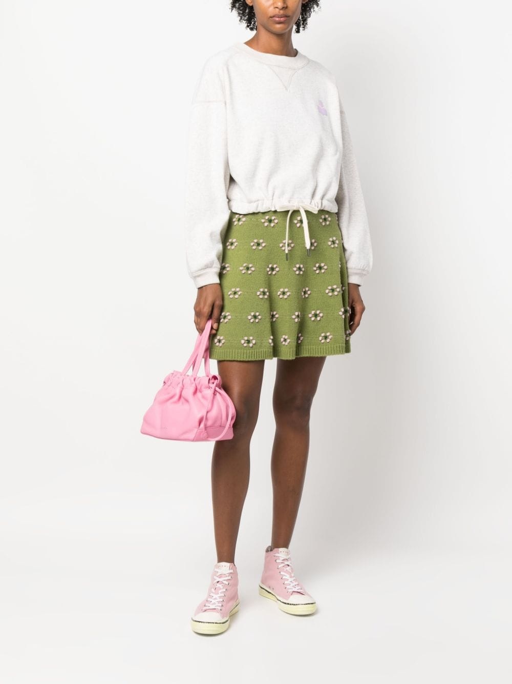 floral-motif wool skirt - 2