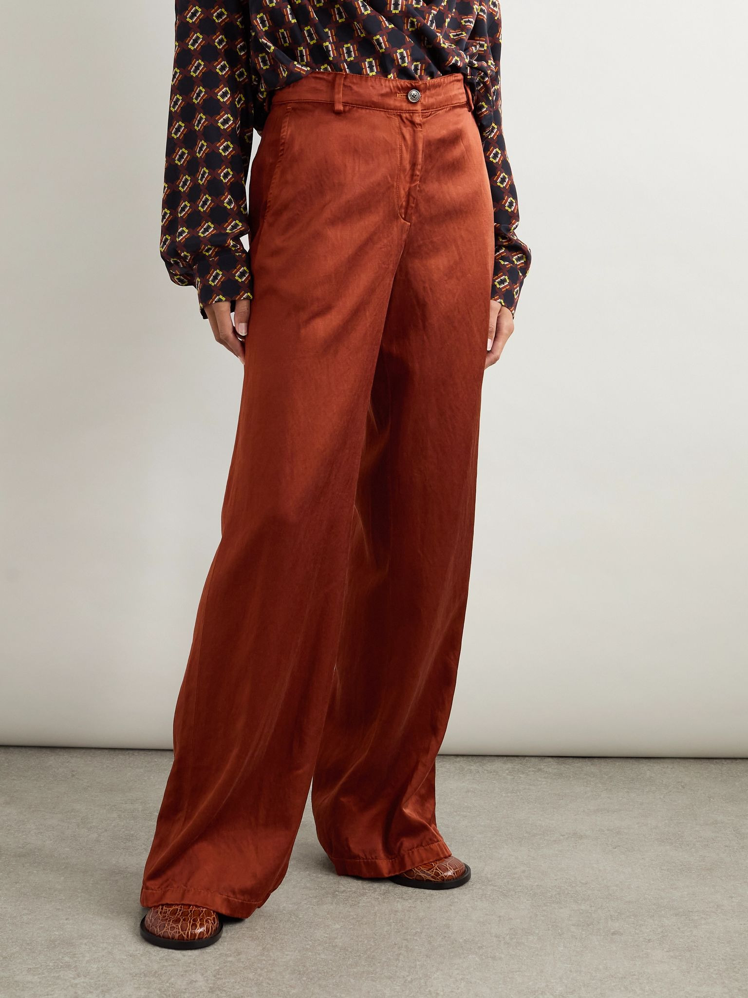 Twill wide-leg pants Orange - 3
