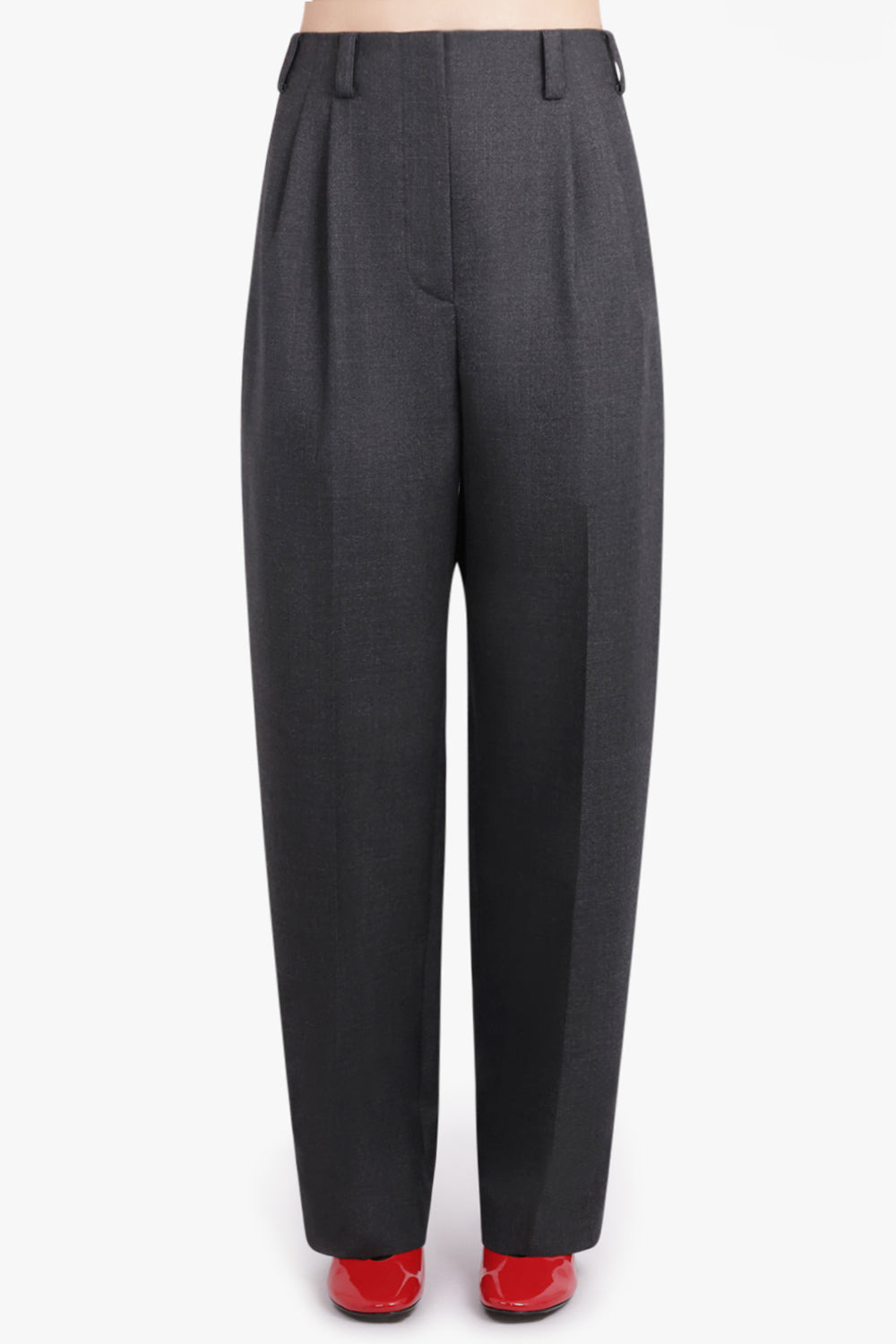 DOUBLE PLEAT WIDE LEG PANT | GREY MELANGE - 3