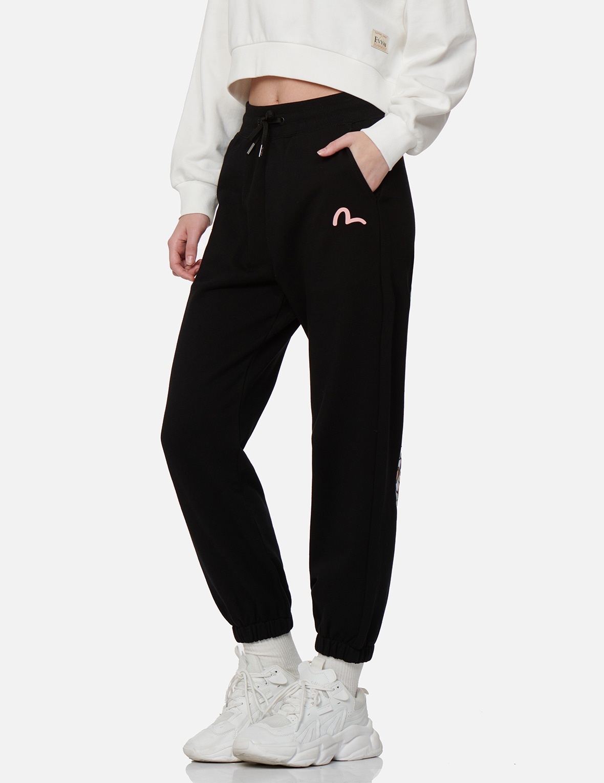 FORTUNE CAT AND DARUMA DOUBLE DAICOCK PRINT SWEATPANTS - 8