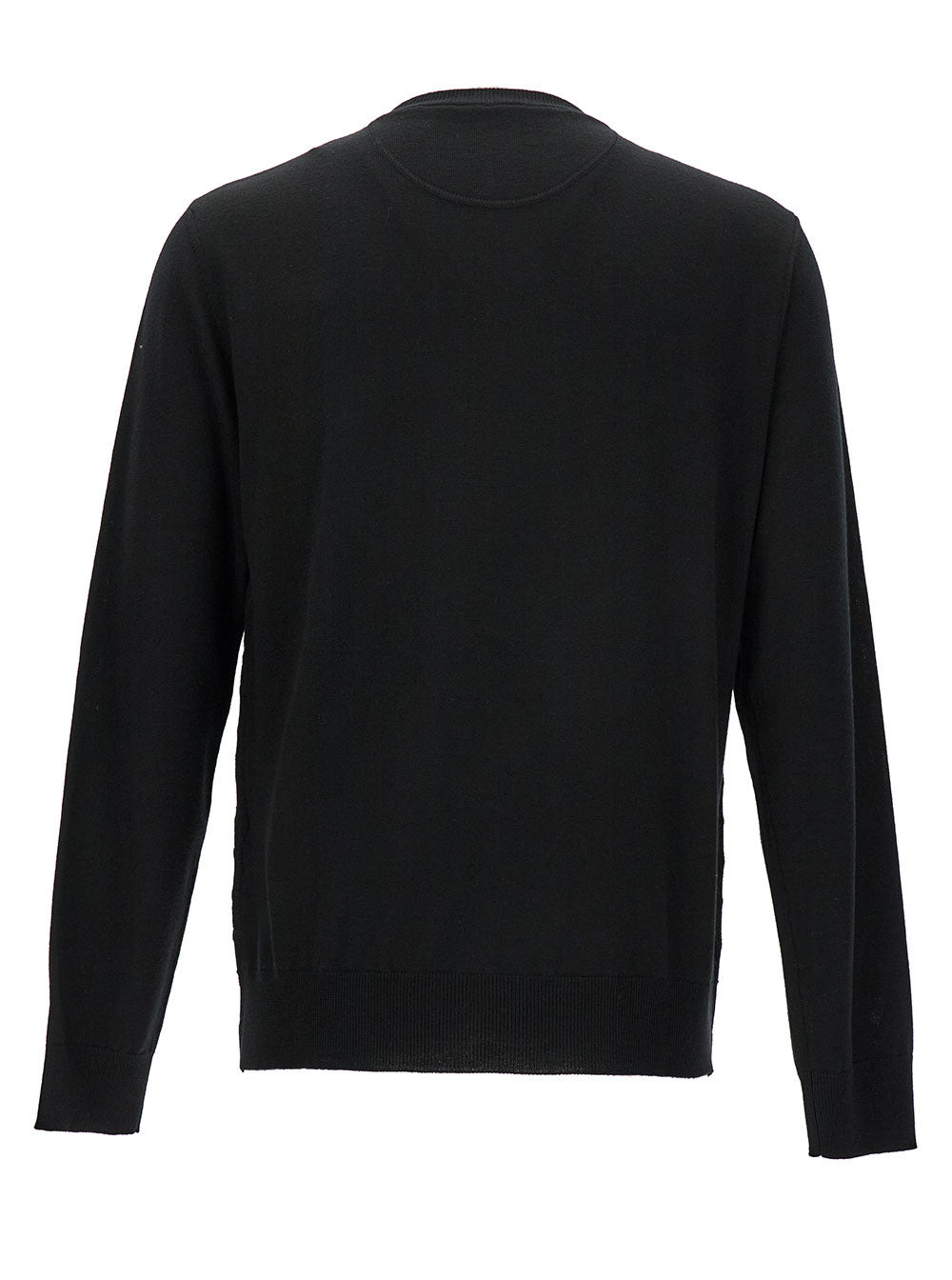Valentino Men Black Crewneck Sweater With Tonal Vlogo Print In Wool Blend Man - 2