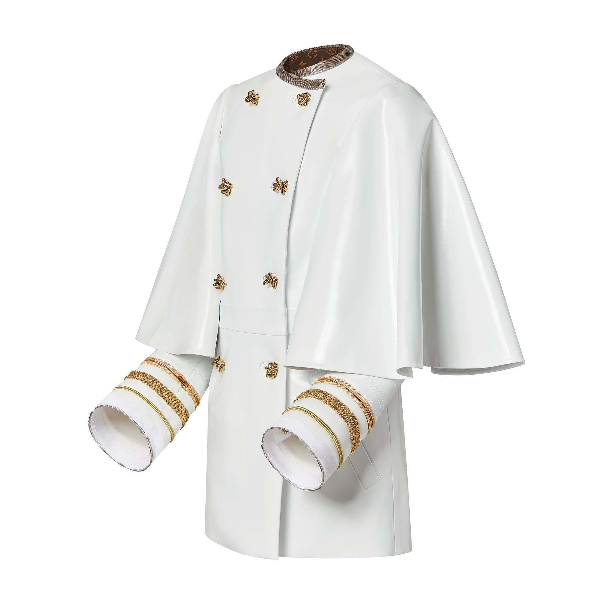 Metallic Accent Cape-Sleeve Coat - 2