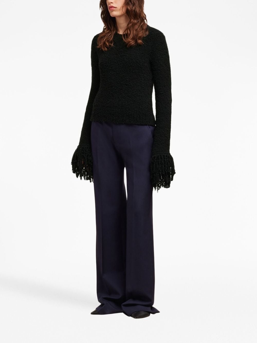 fringed-trim cropped jumper - 3