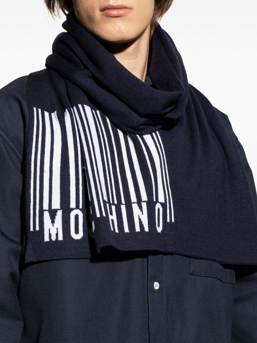 barcode-logo wool scarf - 4