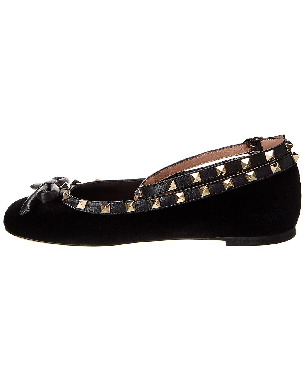 Valentino Rockstud Velvet & Leather Flat - 2