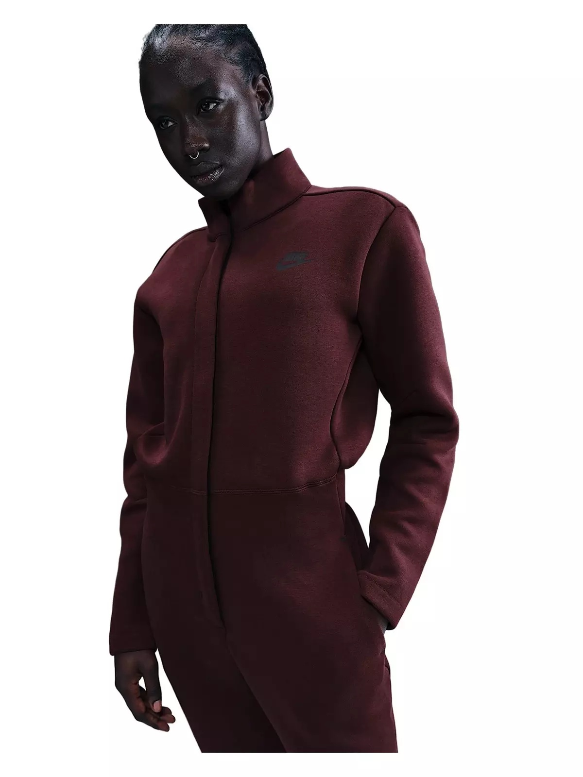 Women's Sportswear Tech Fleece Jumpsuit -Burgundy - 4
