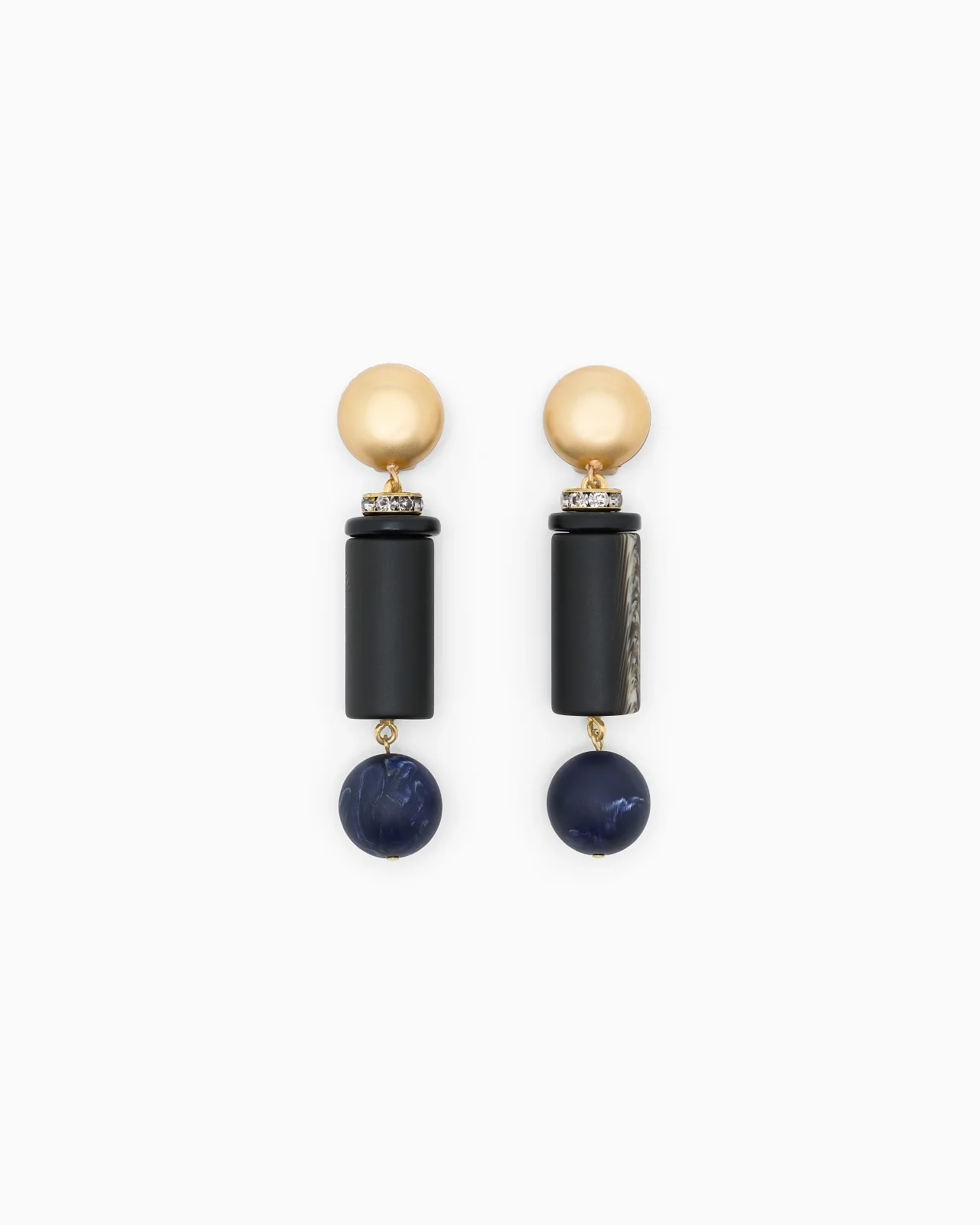 EARRINGS IN BRASS WITH METHACRYLATE AND GLASS - 1