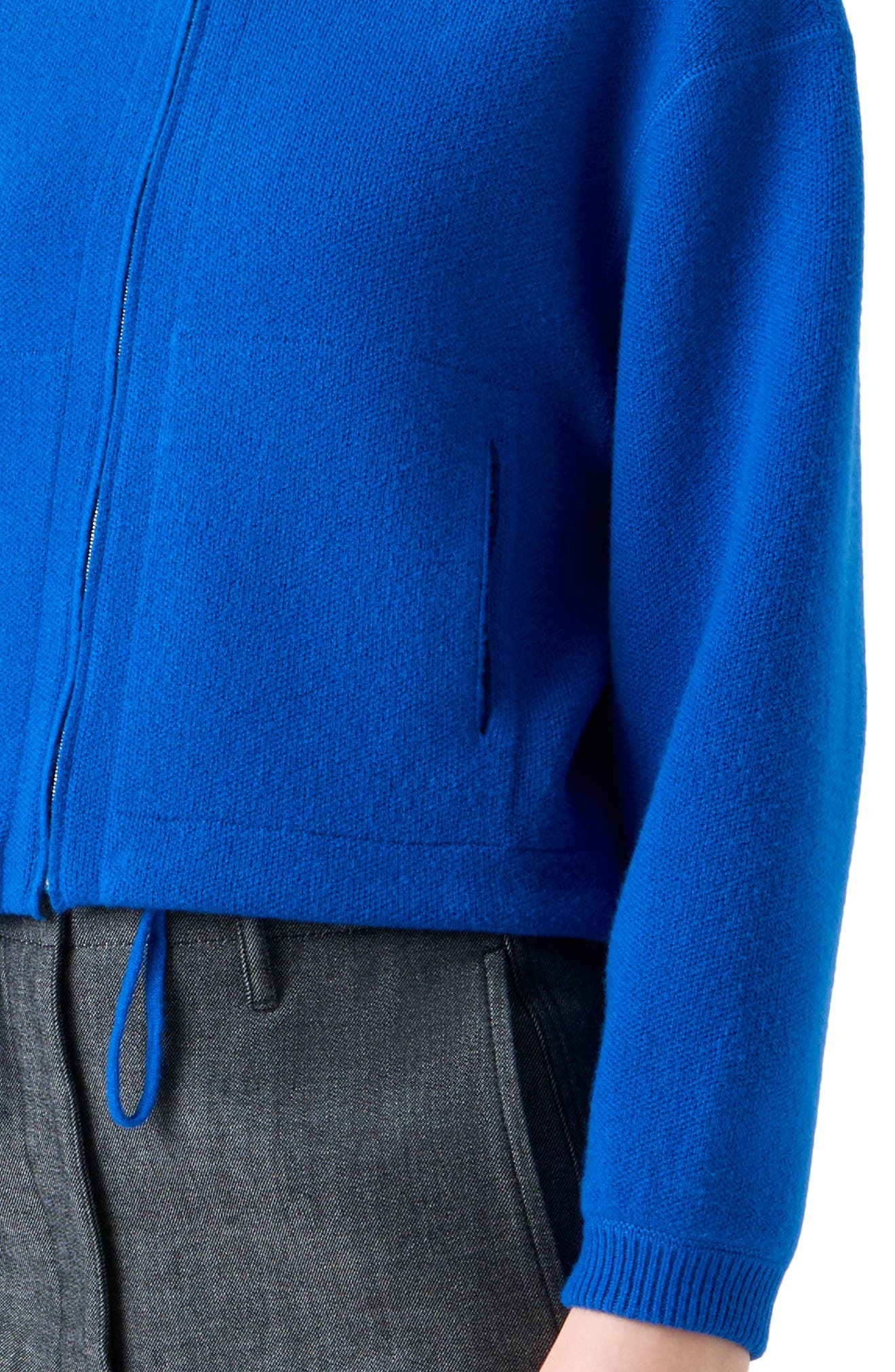 Akris Piqué Knit Cashmere Crop Zip-Up Cardigan in Royal Blue at Nordstrom - 4