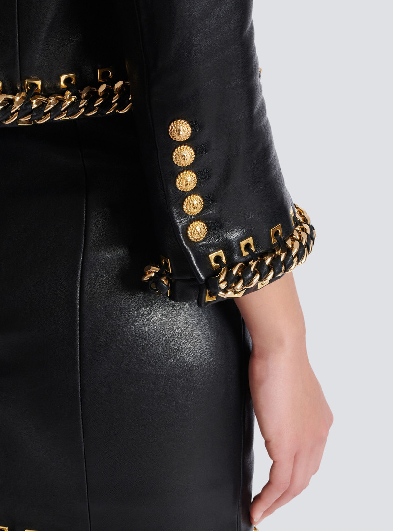 Lambskin 가장자리에 가장자리 재킷 체인 트림 6