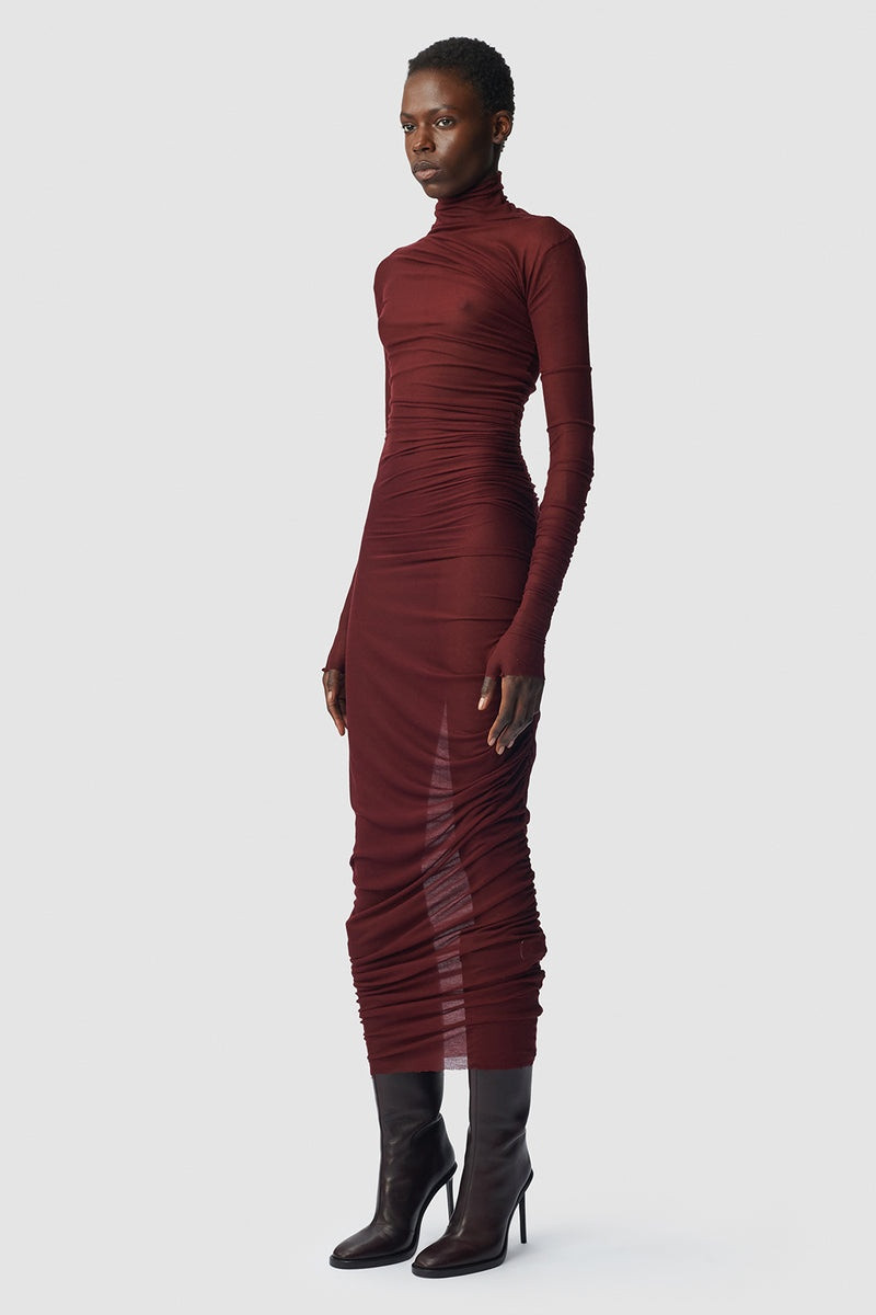 Amor Long Draped Dress With Gloved Sleeves 2