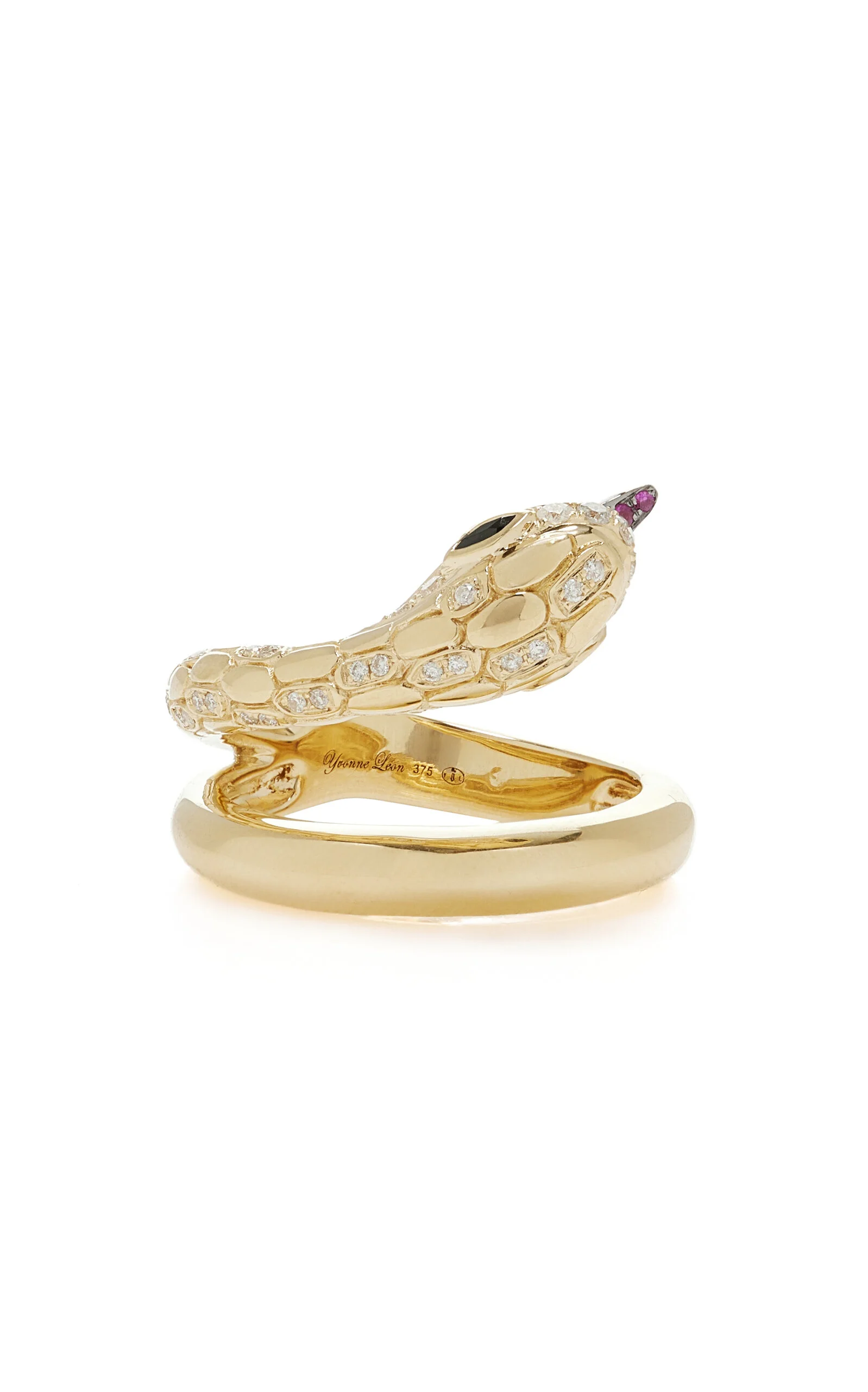 Python 9K Yellow Gold Diamond, Spinel Ring gold - 1