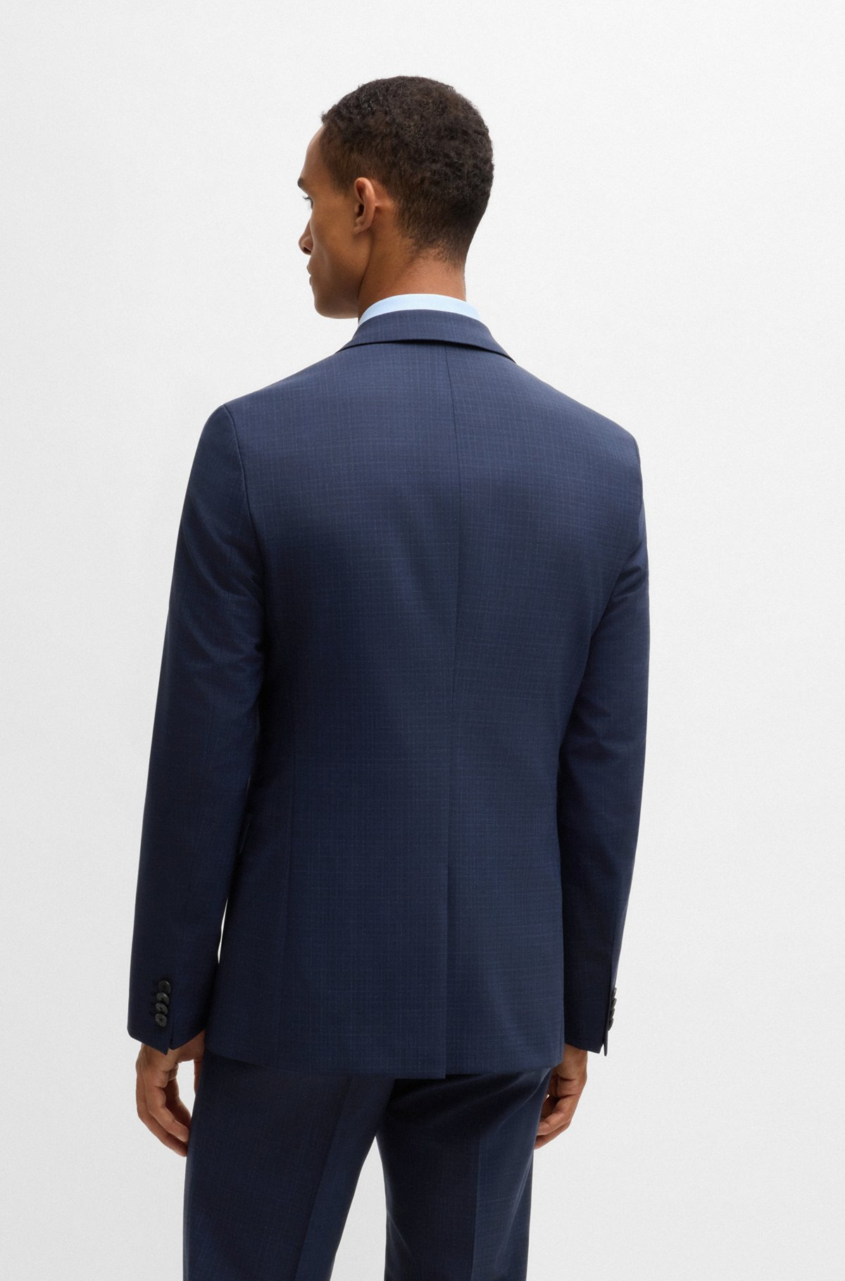 SLIM-FIT THREE-PIECE SUIT IN CHECKED STRETCH CLOTH - 3