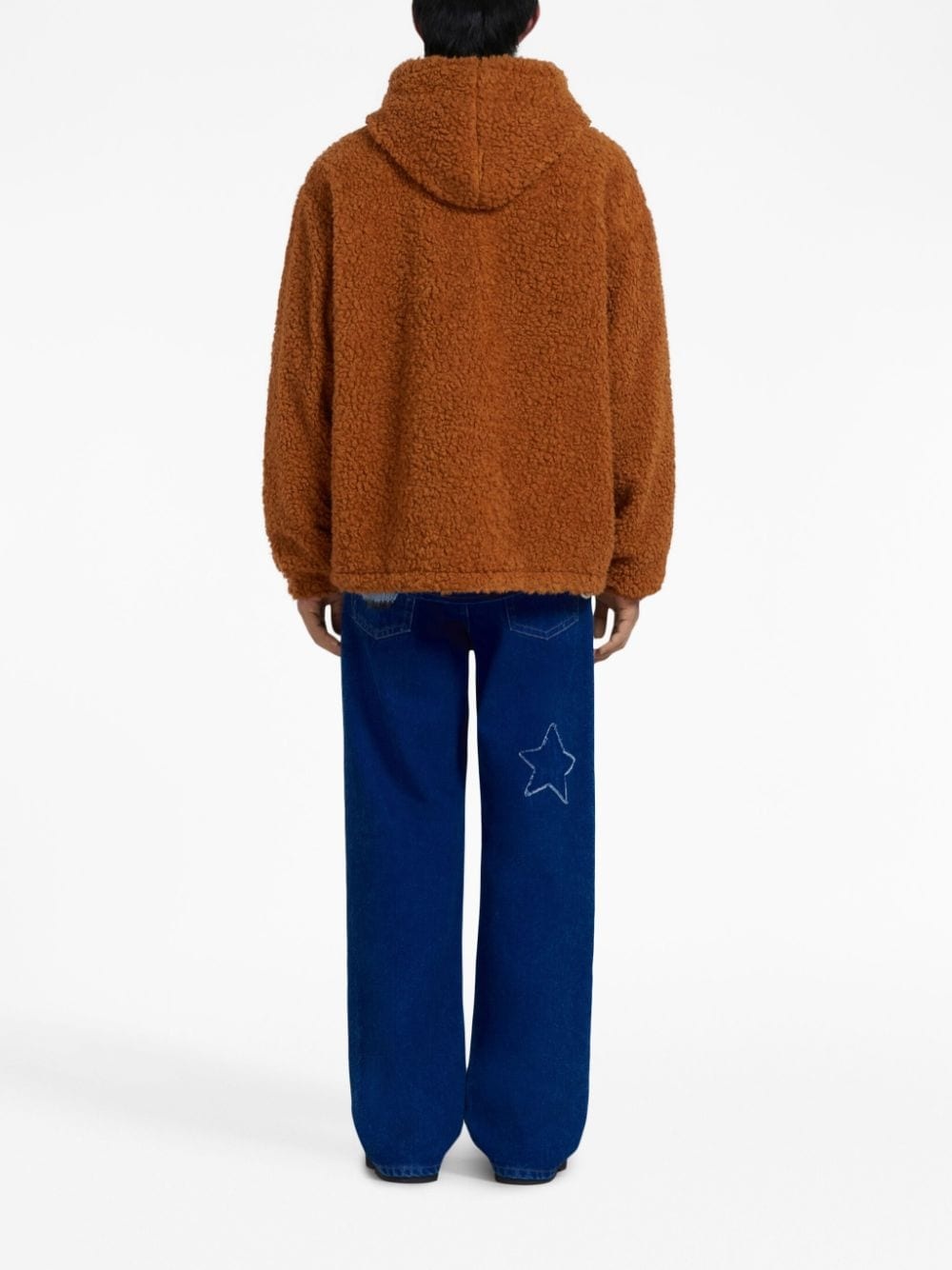logo-print-drawstring faux-fur jacket - 4