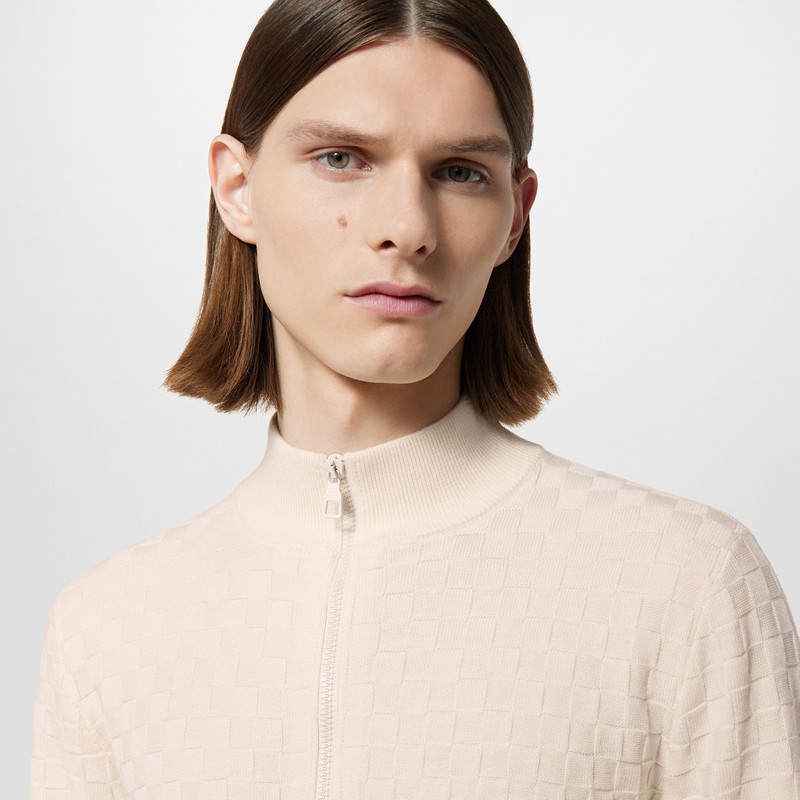 Damier Wool Zip-Through Cardigan 4