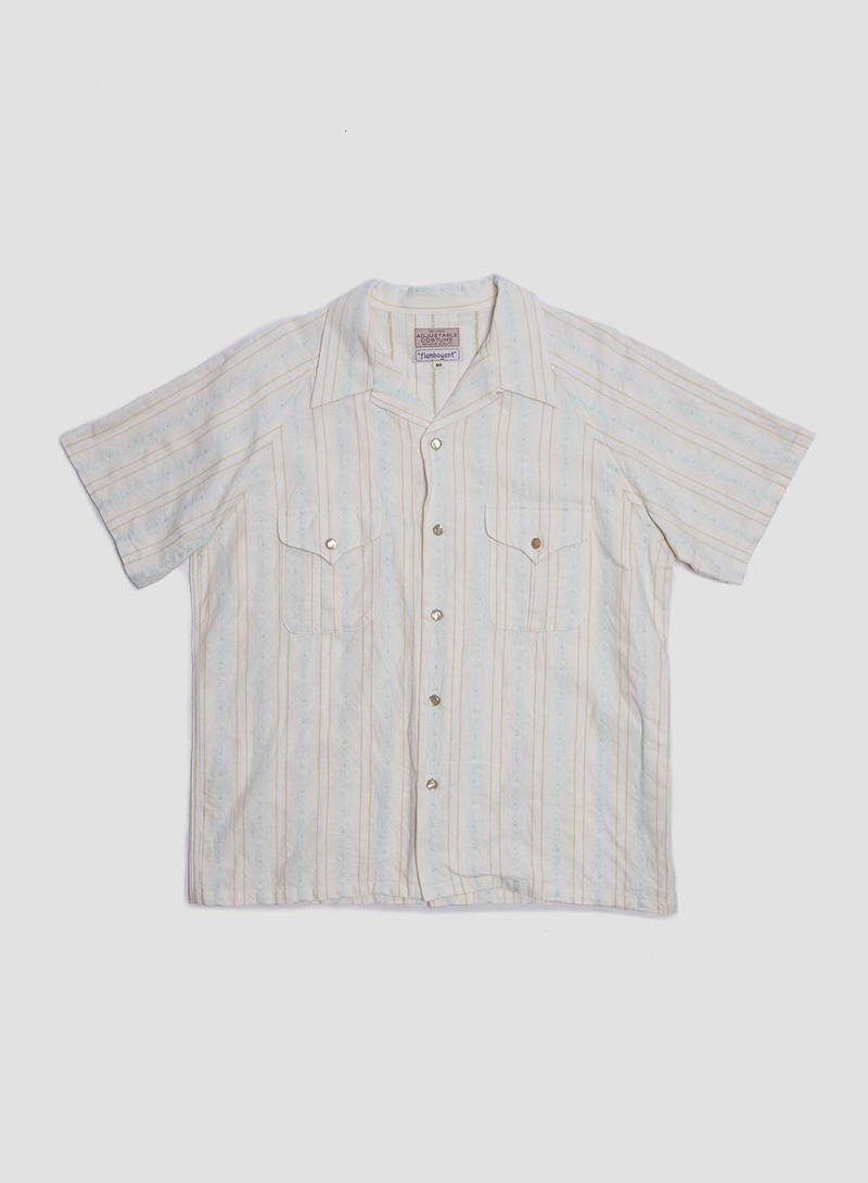 Adjustable Costume Original Cotton Dobby Stripe Raglan Sleeve Open Shirt 1