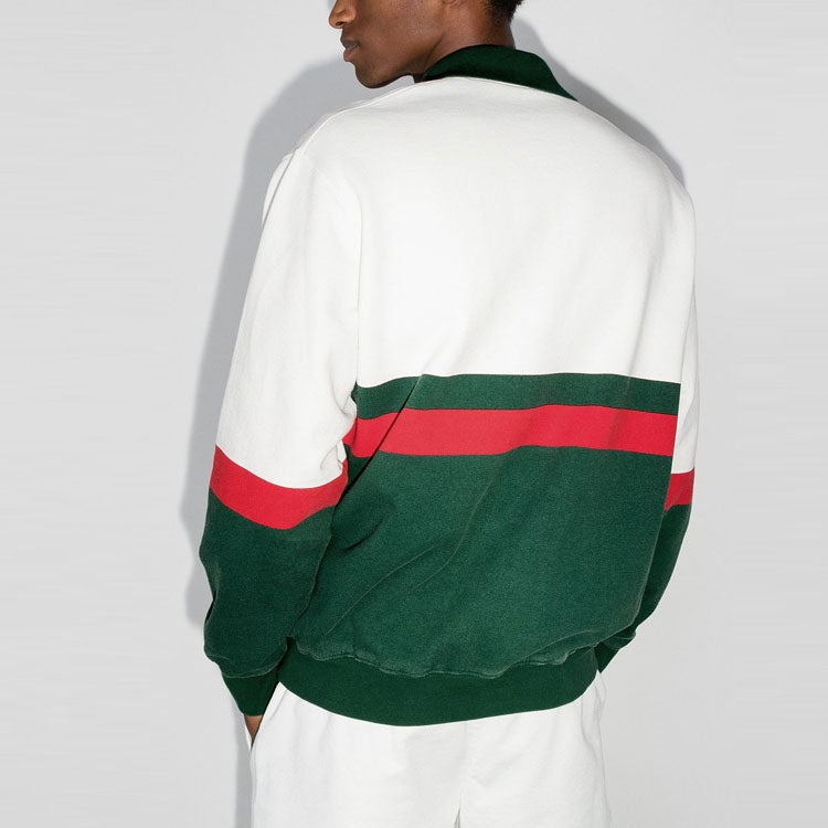 Gucci Web Detail Panelled Zip-Up Cardigan 'White Green' 625402-XJC0D-9146 - 5