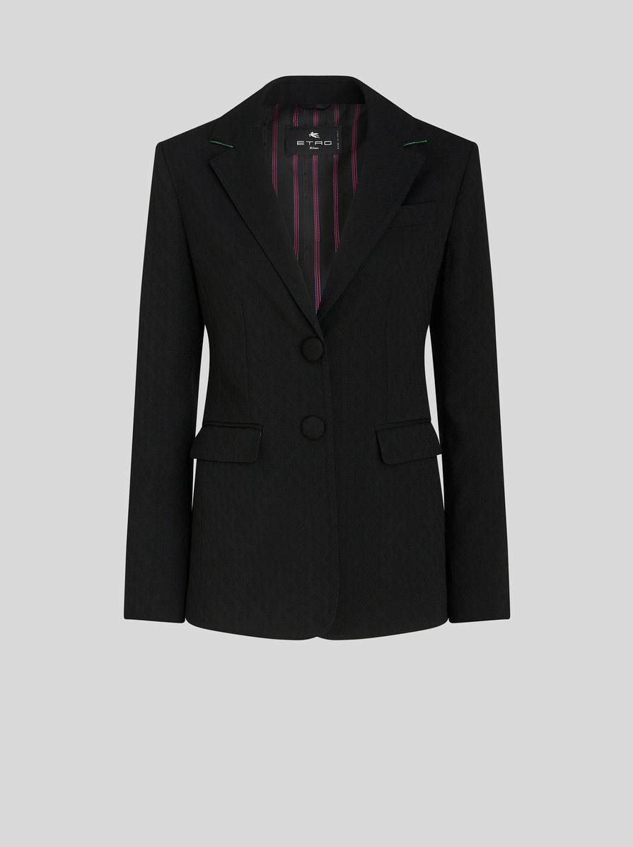 WOOL JACKET WITH STRIPED LINING - 1