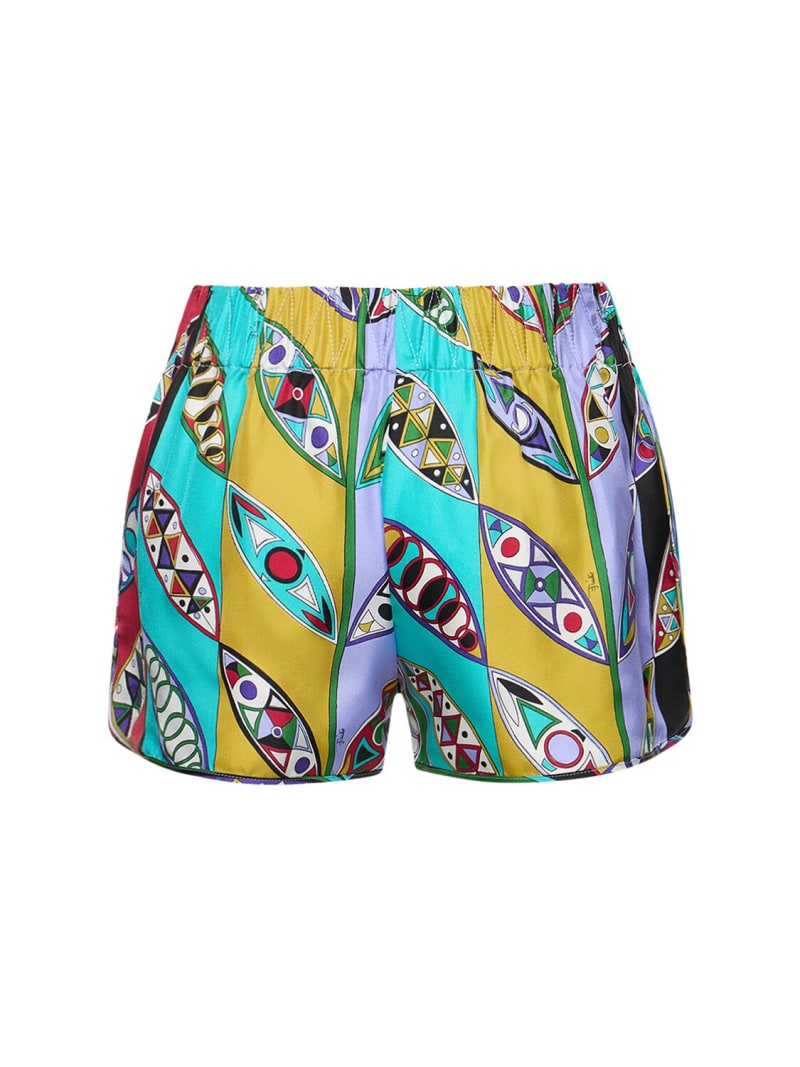 Girandole printed silk twill mini shorts - 5