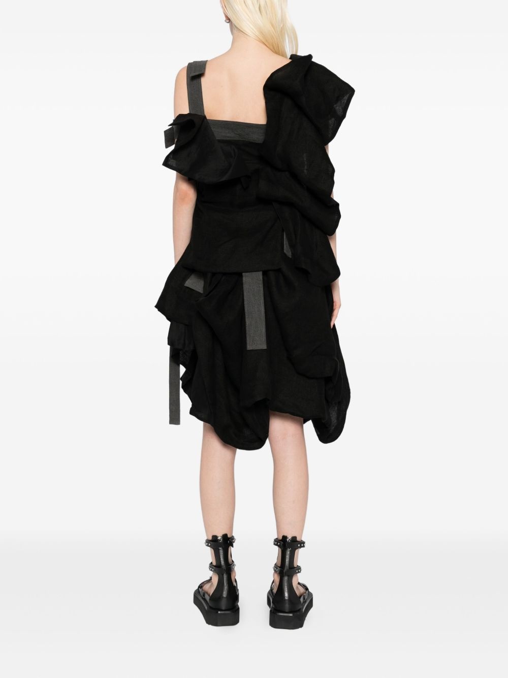 linen draped dress - 4