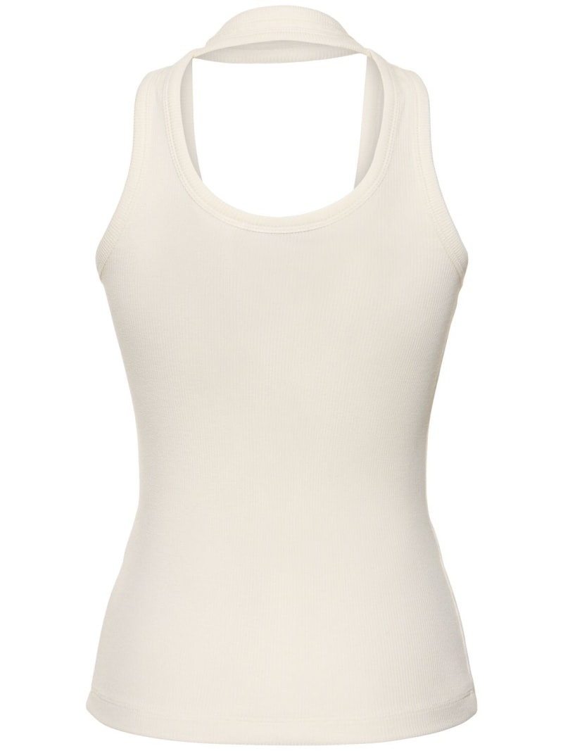 Ribbed stretch viscose tank top - 5