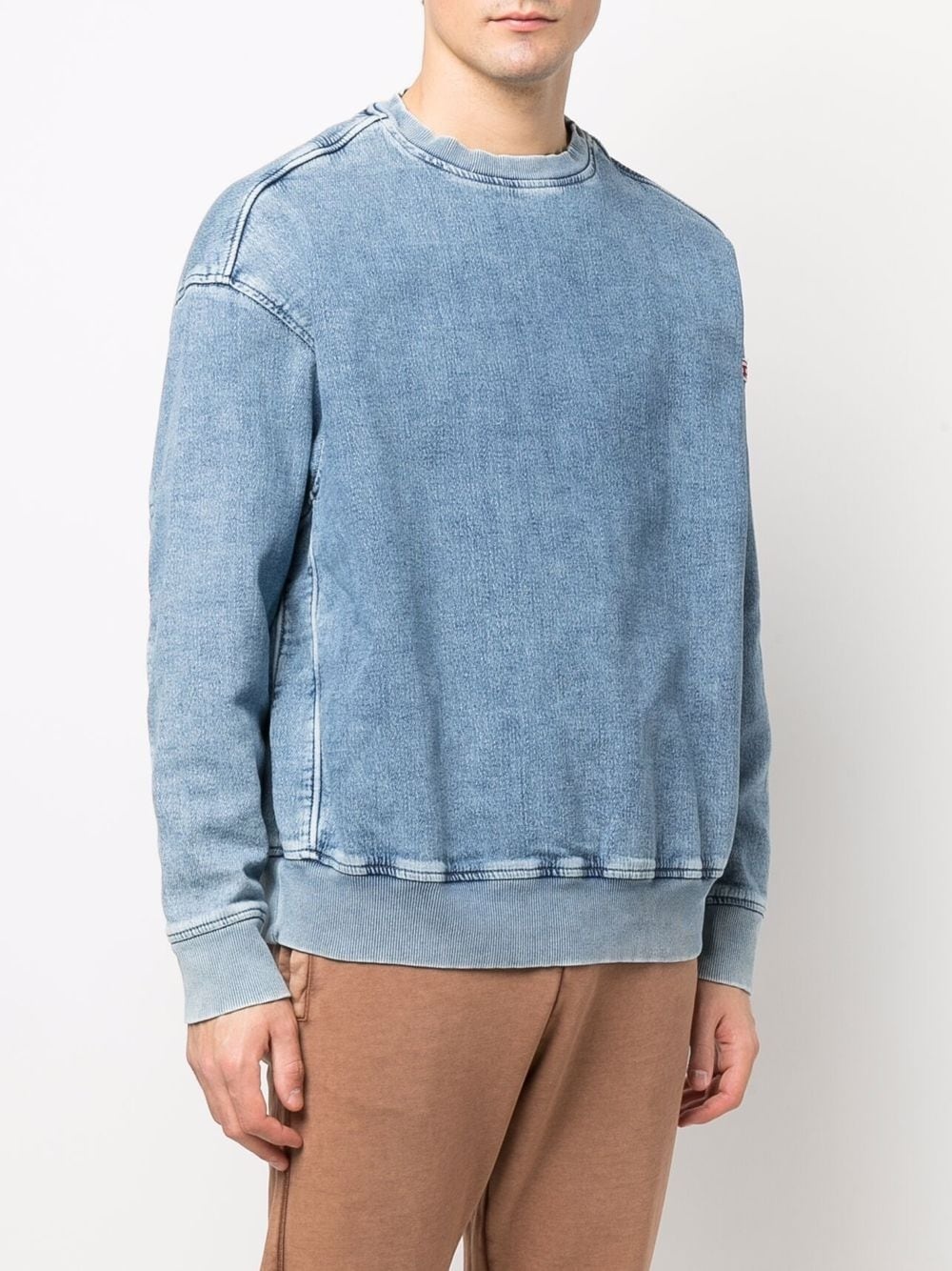 washed-denim sweatshirt - 3