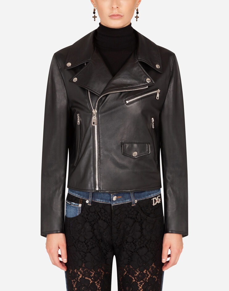 Leather biker jacket - 1