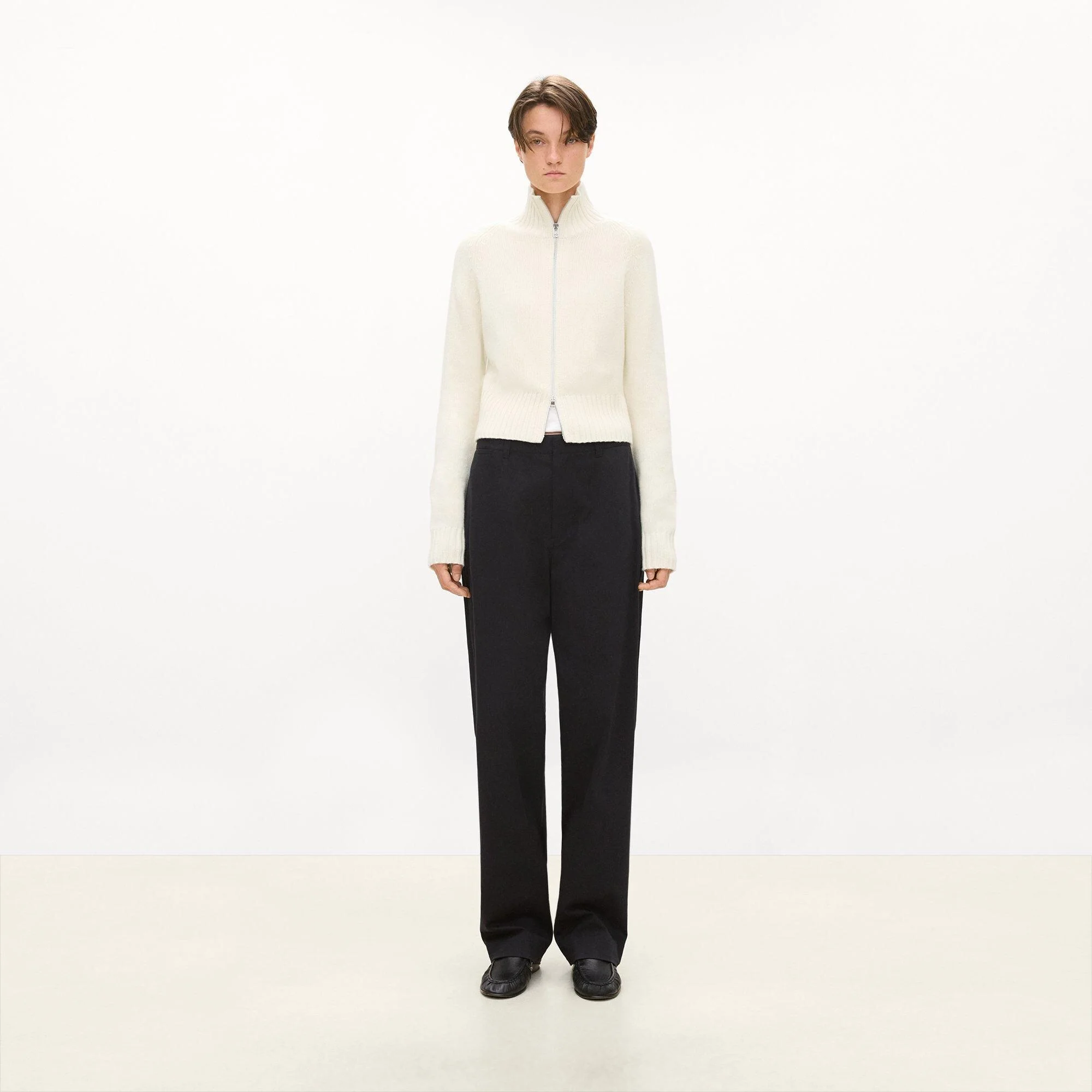 Raglan Zip Cardigan in Felted Wool-Cashmere - 1