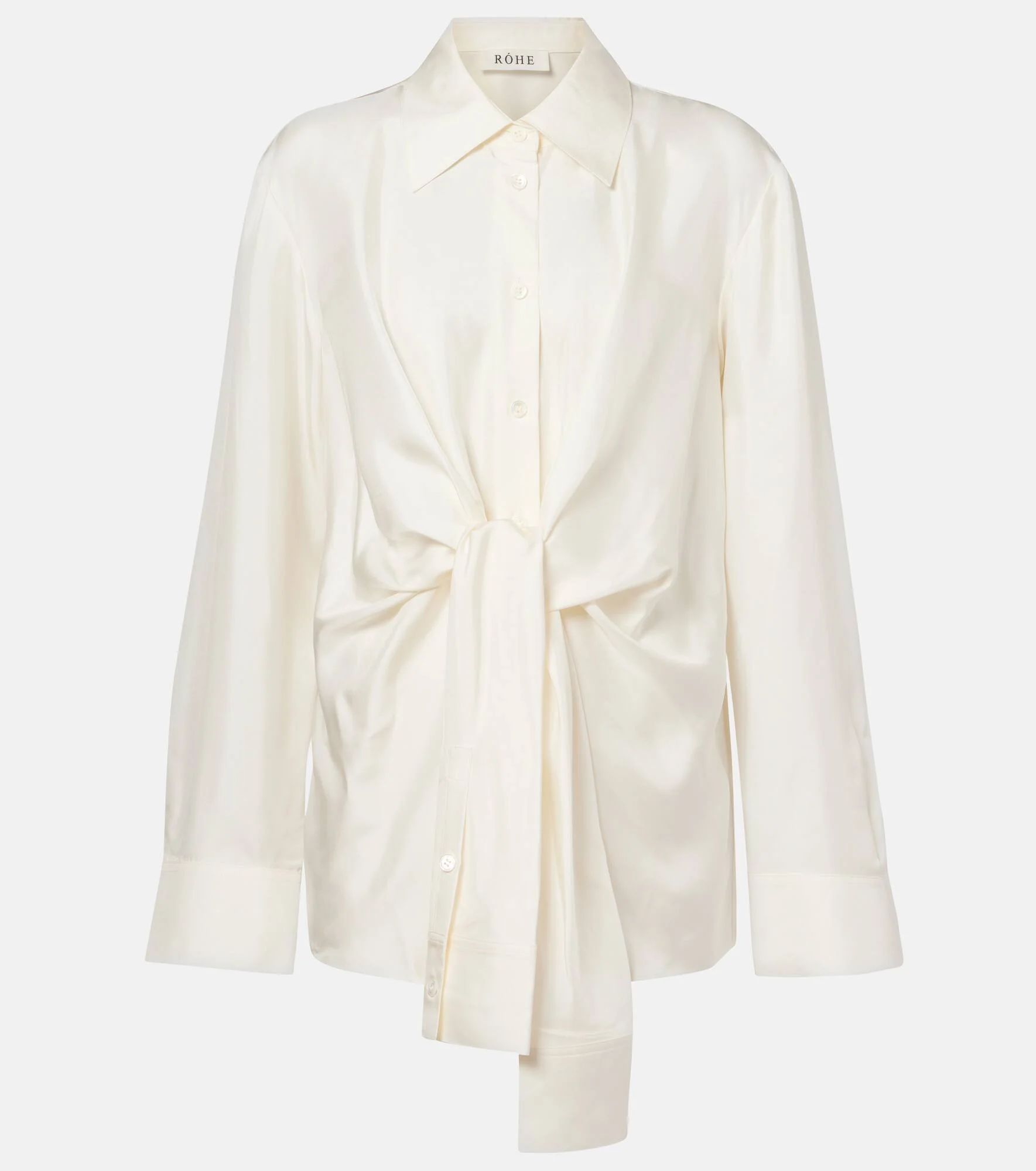 Draped silk satin shirt - 1