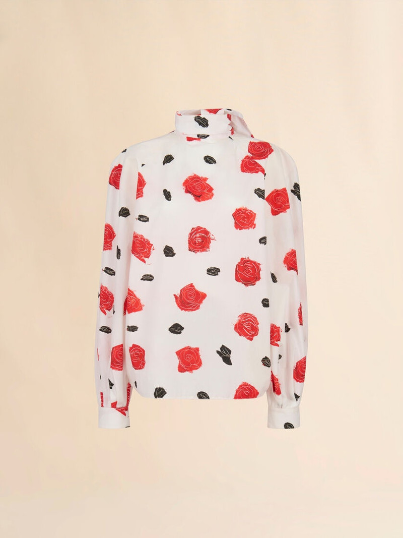 IRIS PRINT를 가진 백색 POPLIN 공상 정상 - 1