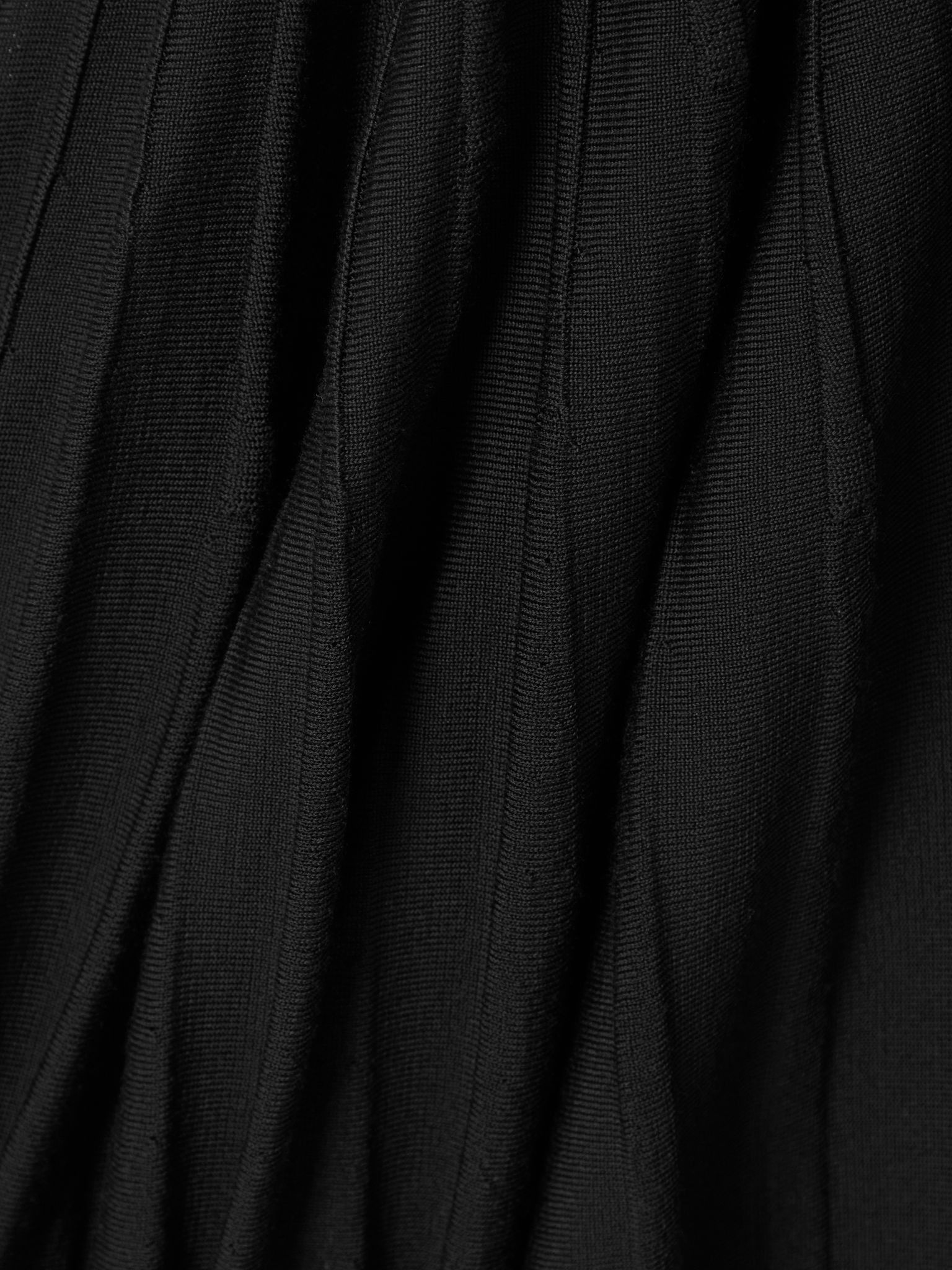 One-shoulder ribbed wool midi dress Black - 4